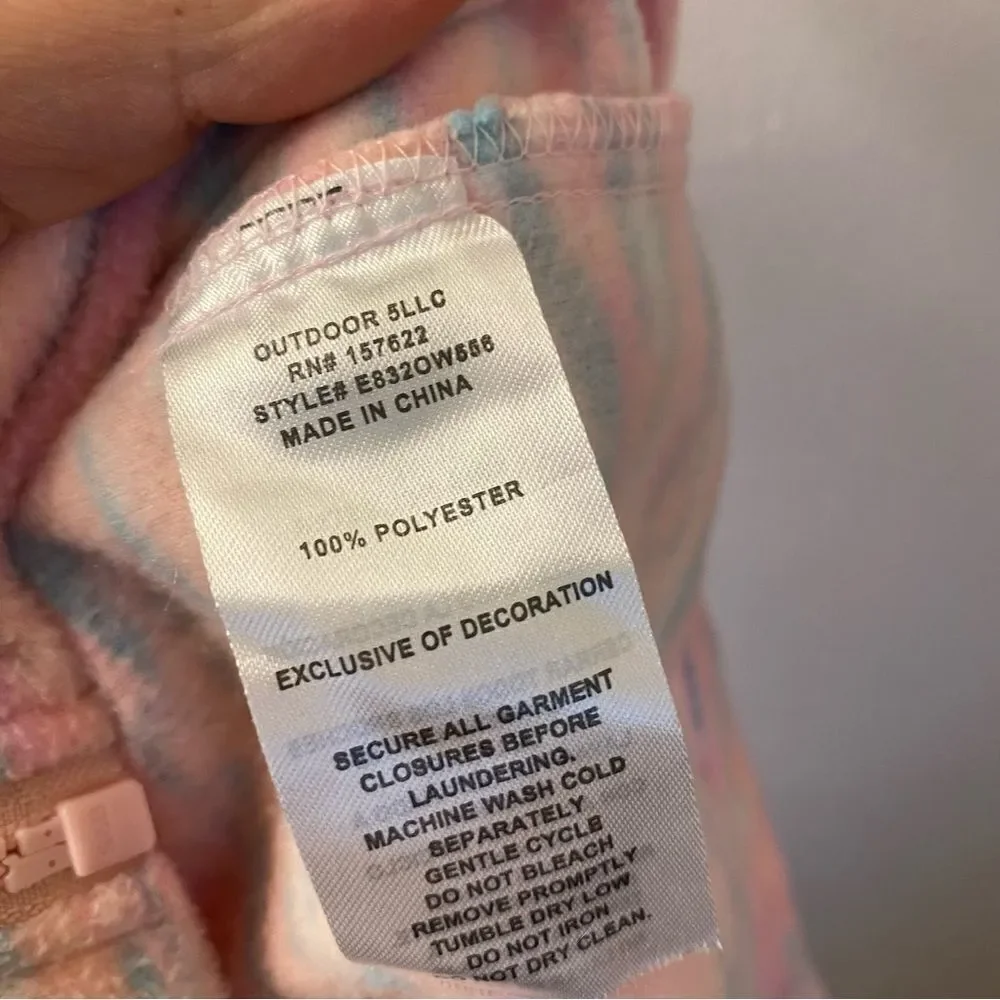 Eddie Bauer Girls full zip pink print Fleece Jacket M 10/12